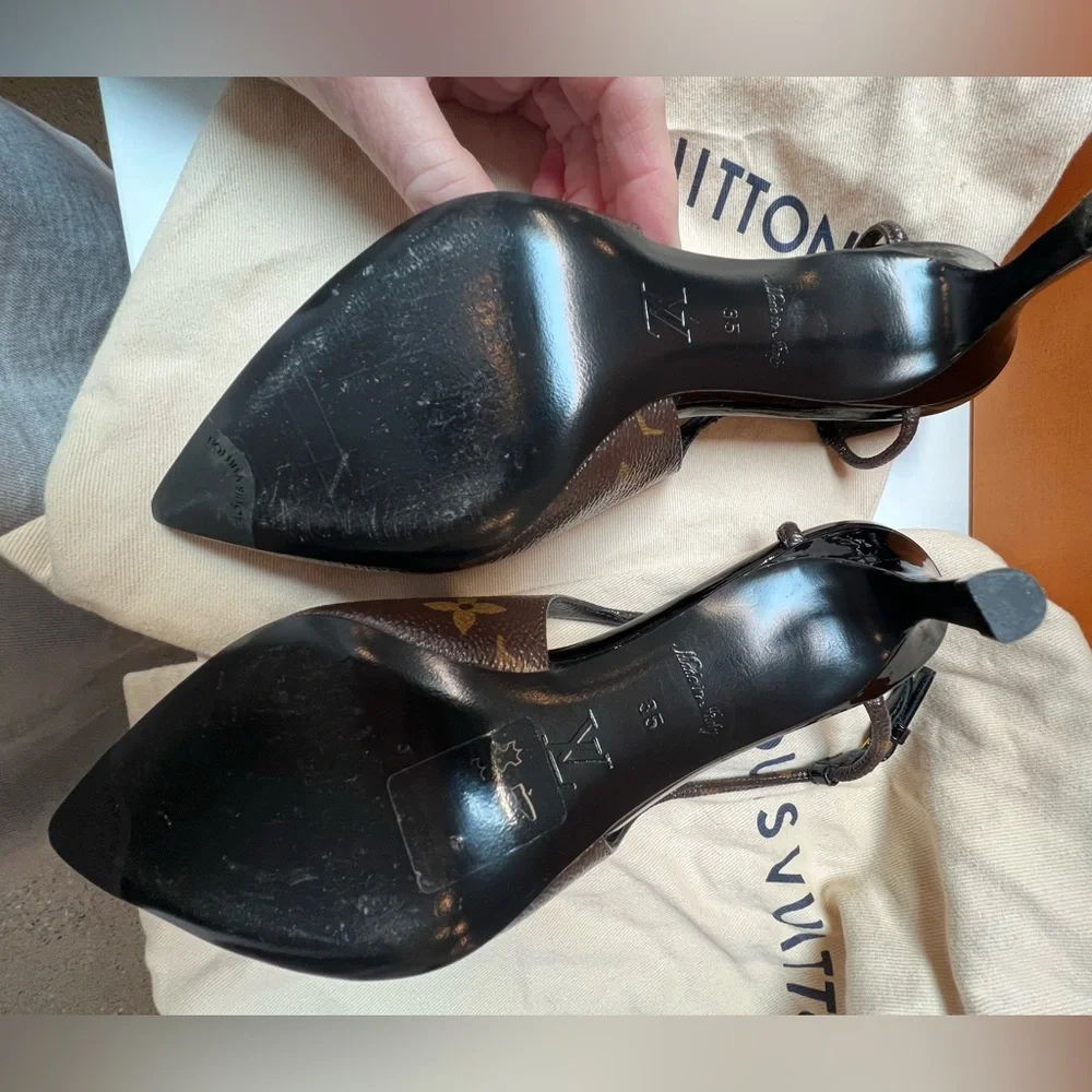 Louis Vuitton Cherie Monogram Brown Slingback Pumps - Picture 15 of 16